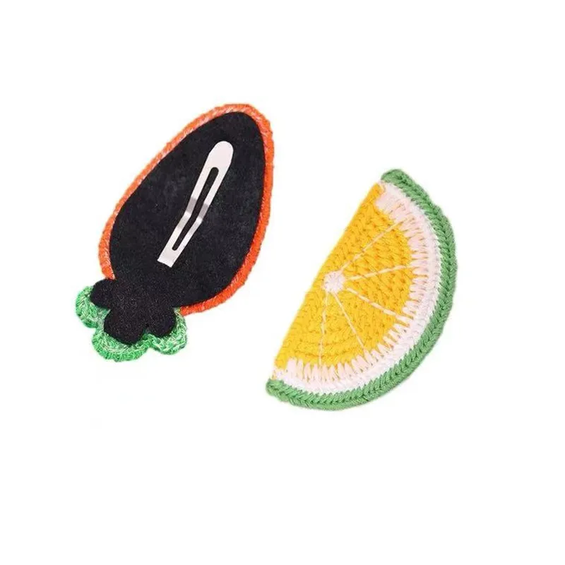 Набор милых и детских шерстяных вязаных заколок для волос с изображением фруктов