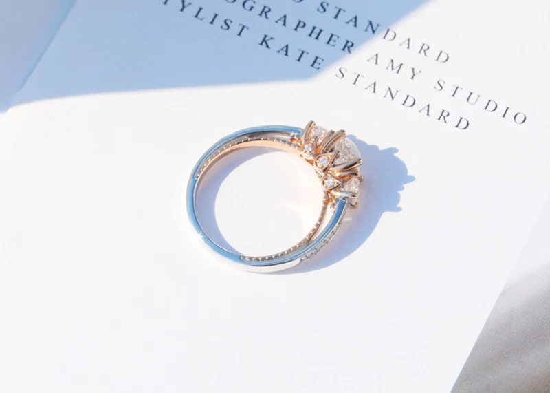 AULEEZE 14k кольцо из белого розового золота Три камня дизайн D Цвет 1 карат муассанит обручальные Обручальные кольца для женщин