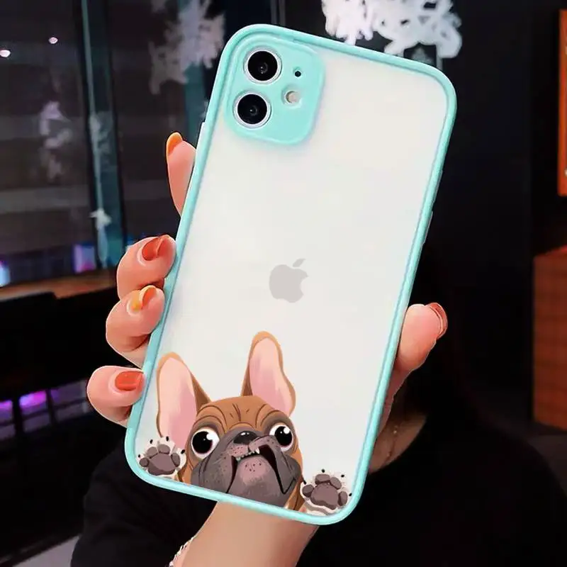 

Dog French Bulldog cute animal luxury Phone Case funda matte transparent For iphone 7 8 11 12 plus mini x xs xr pro max cover
