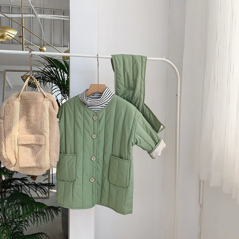 Сезон осень зима модные однотонные стеганые пальто для мальчиков и девочек с