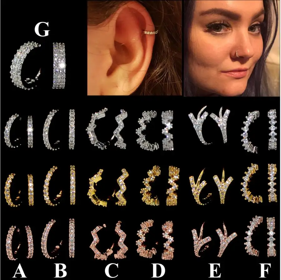 

1PC 6/8mm Brass&Cz Nose Hoop Helix Cartilage Earring Daith Snug Rook Tragus Ring Ear Piercing Jewelry