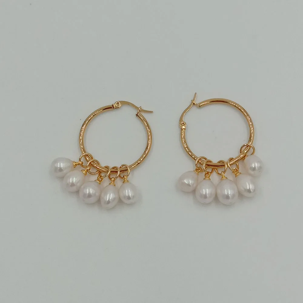 Серьги из нержавеющей стали с жемчугом 100% натуральный пресноводный жемчуг