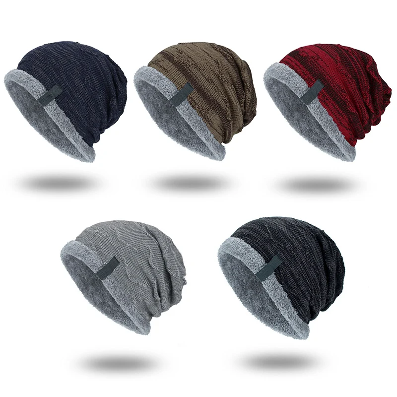 

Knitted Faux Wool Cap Winter Plus Velvet Warm Caps Men Outdoor Cap Winter Beanie Hat for Women Men WHShopping