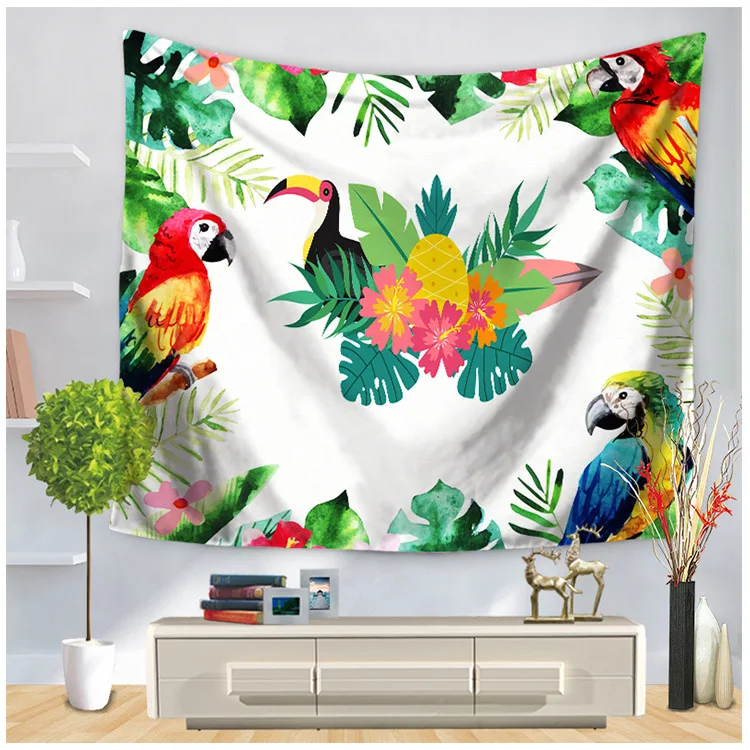 Скандинавский гобелен зеленые растения настенная ткань Ramphastos Toco настенный