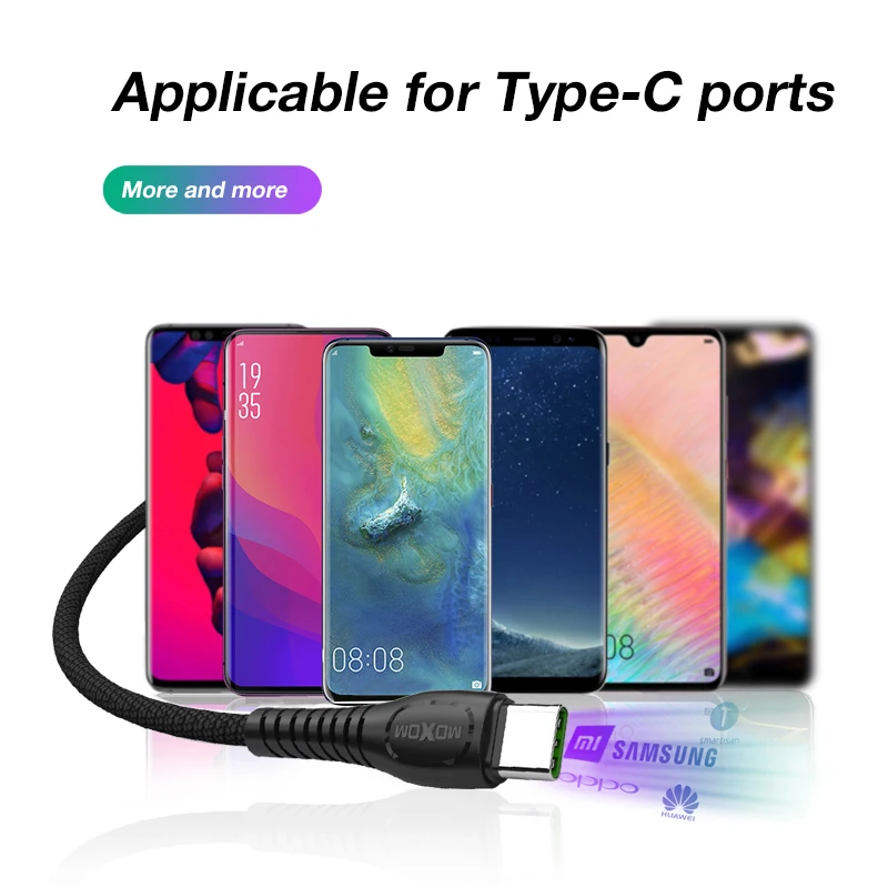 Кабель MOXOM 5A USB Type C для Huawei Mate 20 P30 P20 Pro Lite мобильный телефон шнур быстрой зарядки