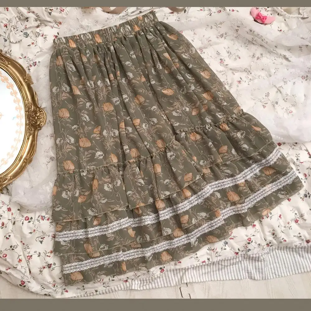 

Princess tea party sweet lolita skirt cute printing victorian skirt kawaii girl gothic lolita girl college student style lovely