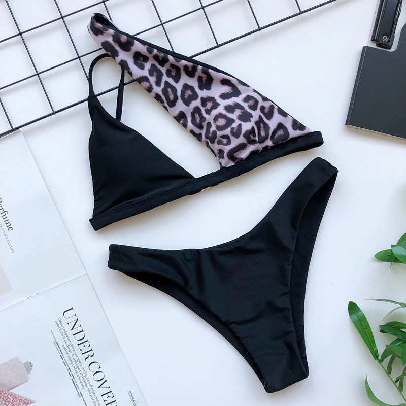 Одно плечо бикини комплект с пуш апом бюстгальтер топ заниженной талией трусики
