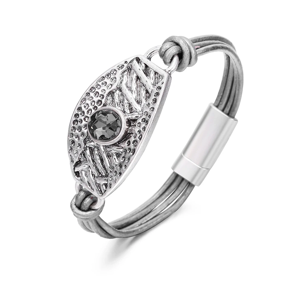 Овальные стеклянные антицветные искусственная кожа цепочка Кристальные