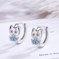 new fashion punk night owl hoop earrings for women colorful crystal small huggies creative trendy earring piercing accessories