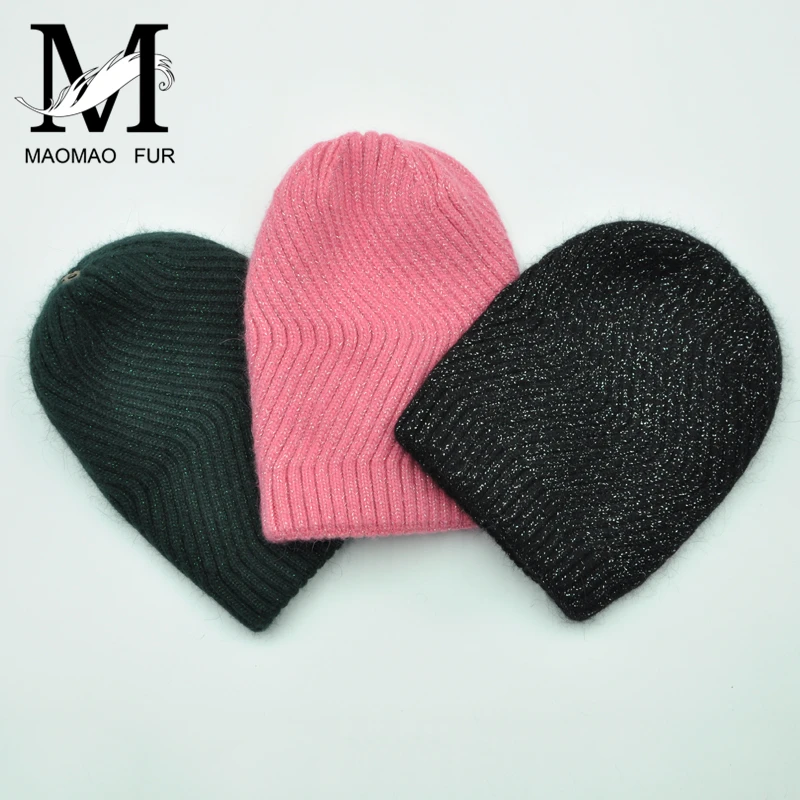Winter Women Fur Ball Cap Real Pom Hat Water Ripple Female Wool Knitted Beanies | Аксессуары для одежды