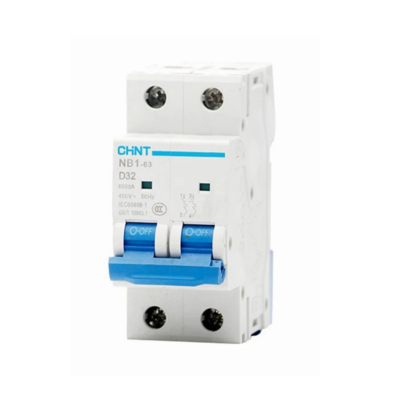 

CHINT MCB NB1-63 2P D type 6kA D1A 2A 3A 4A 6A 10A 16A 20A 25A 32A 40A 50A 63A Circuit Breaker