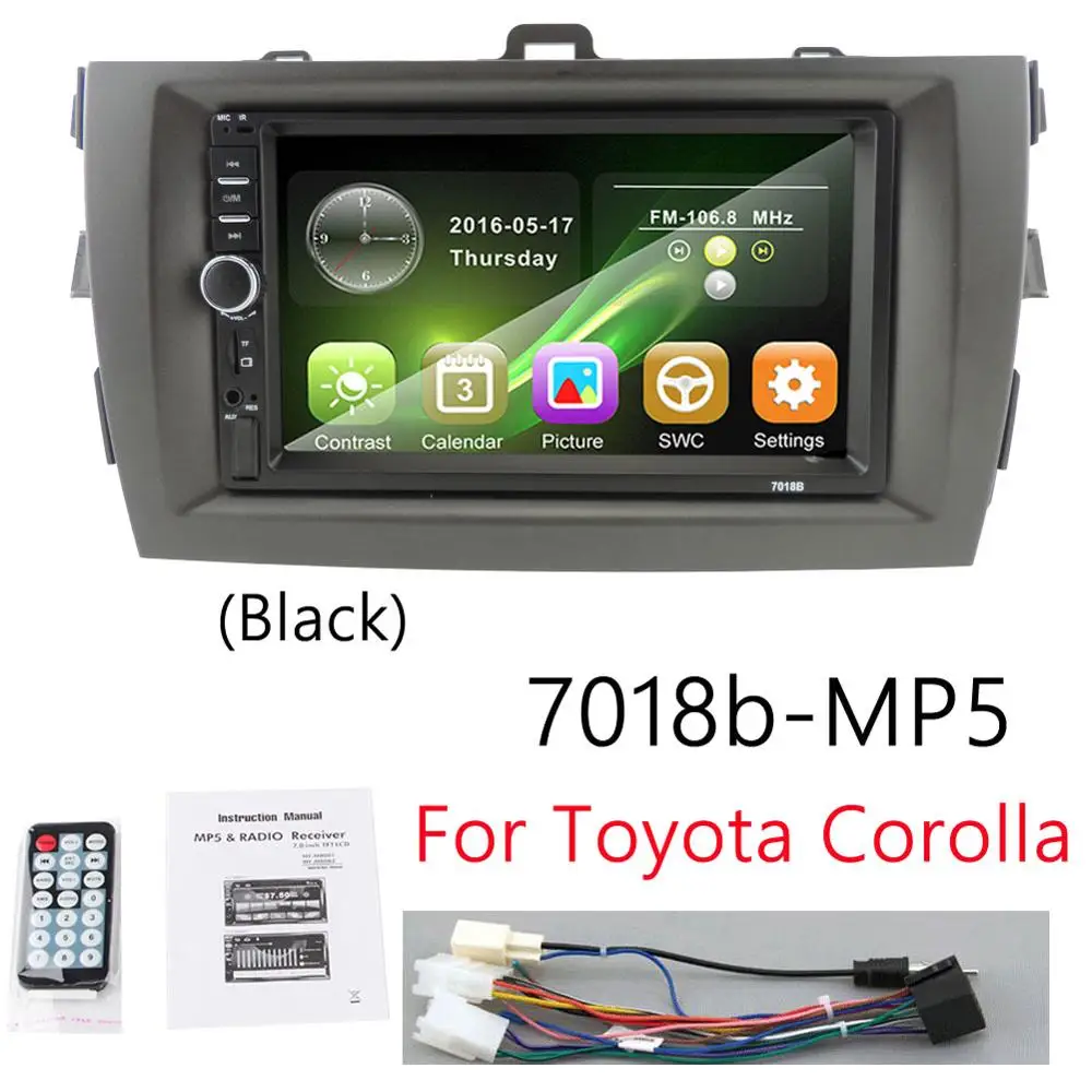 Black-7018BMP5- Автомобильный Радио Android 8,1 мультимедийный плеер для Toyota Corolla E140/150 2006 2007 2008 2009 2010 2011 2012 2013 wifi gps навигация - Цвет: Black-7018BMP5-