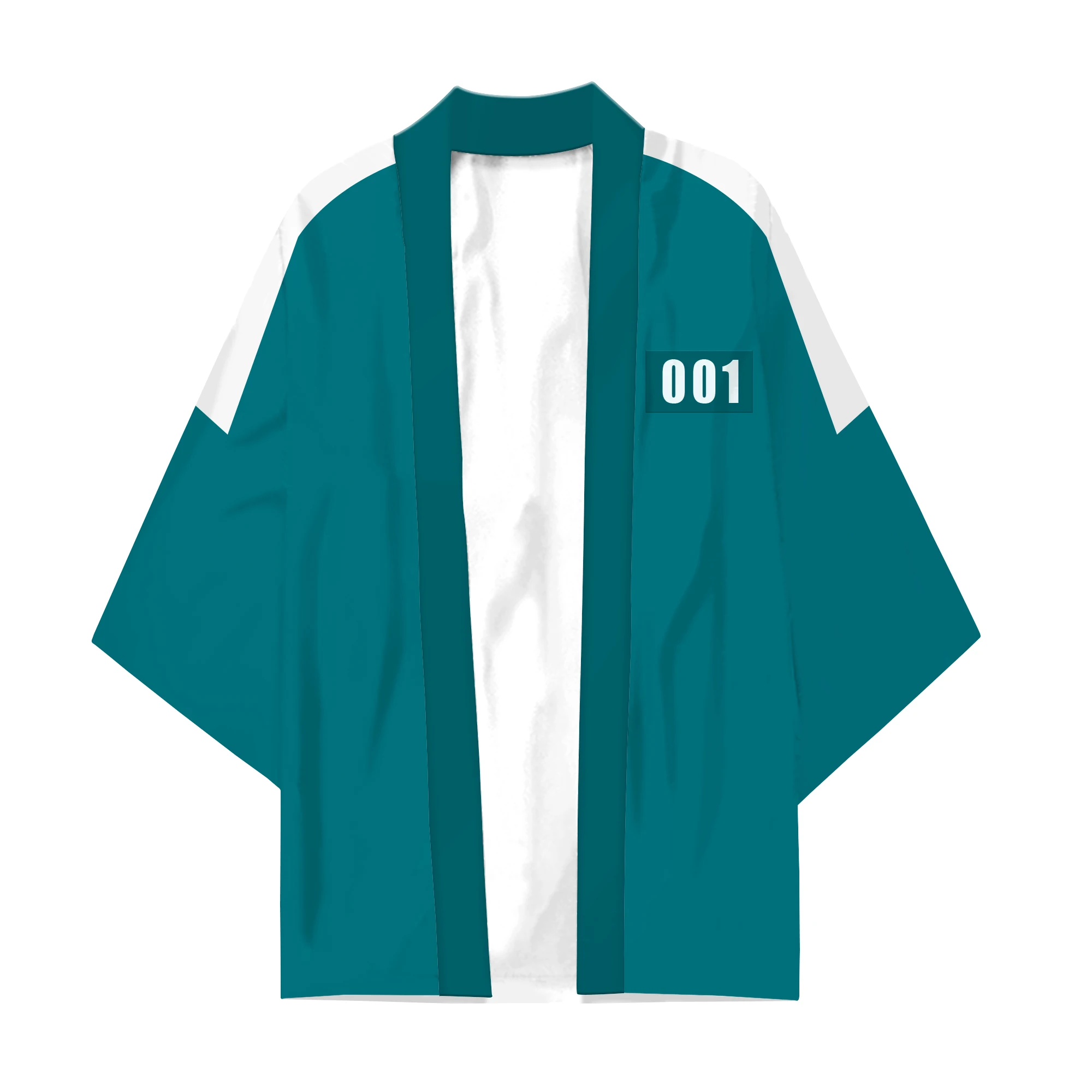 

Korean TV Squid Game Cosplay Cloak Anime Black White Top for Summer 456 Graphic Tees Unisex Harajuku Kimono Tee Men Short-sleeve