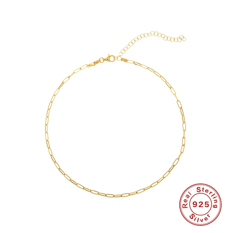 

BOAKO 925 Sterling Silver Choker Necklaces For Women Clip Shape Metal Chain Clavicle Necklace Sterling Silver Jewelry Collar W5