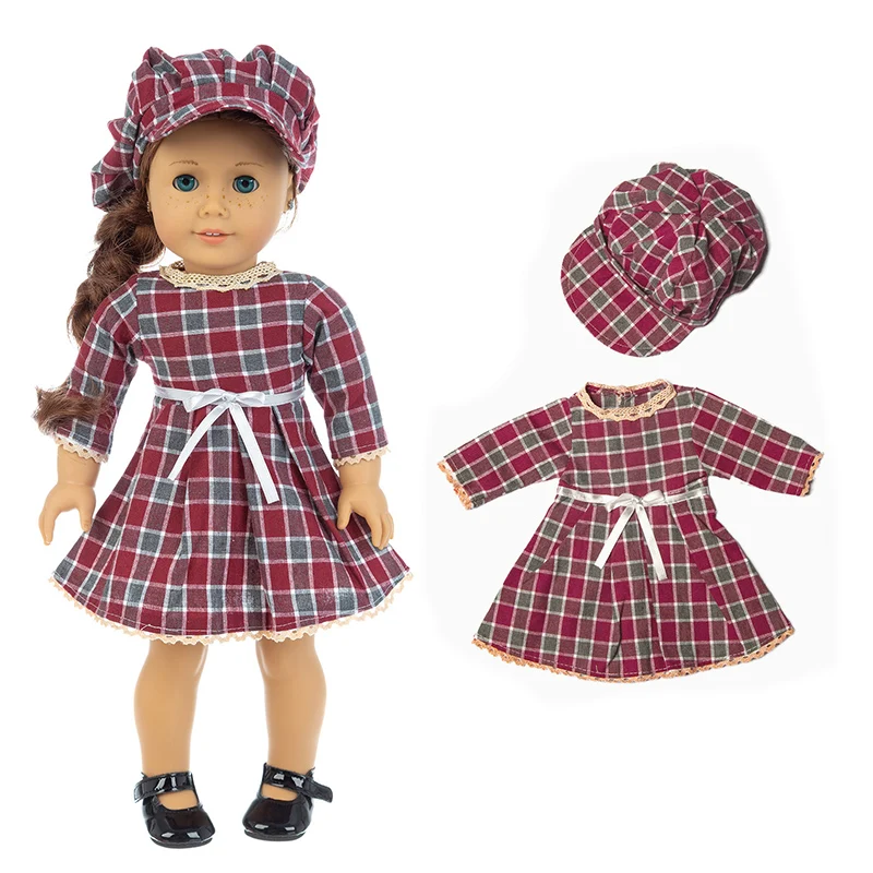 

2020 New Plaid skirt Fit for American Girl Doll Clothes 18-inch Doll , Christmas Girl Gift(only sell clothes)