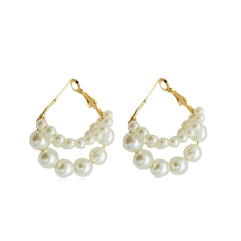 Женские серьги сделанное вручную из жемчуга и кристаллов модные медные