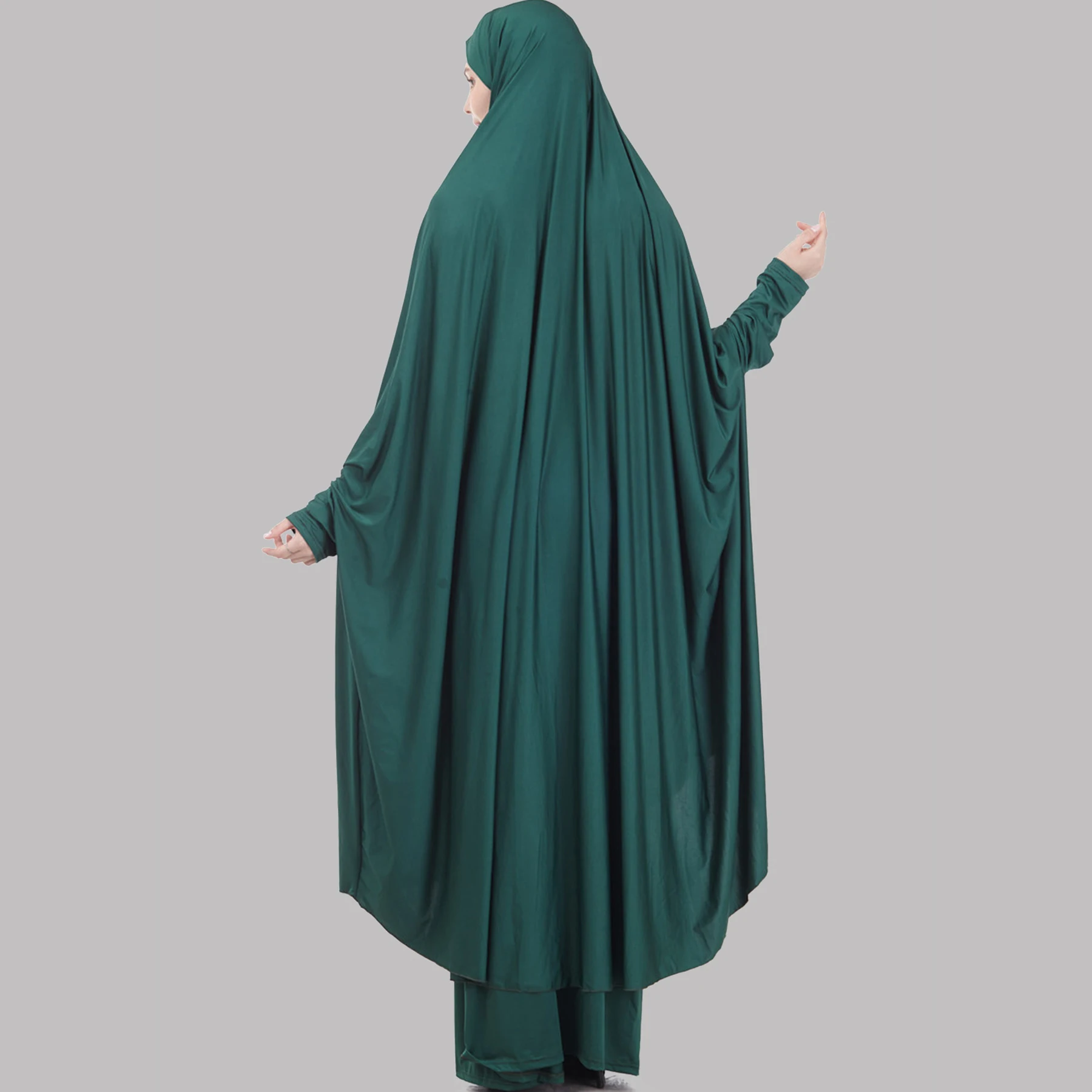 KALENMOS Ramadan Eid Two Piece Set Prayer Garment Dress Muslim Women Abaya Jilbab Hijab Long Khimar Outfit Abayas Islamic Niqab |