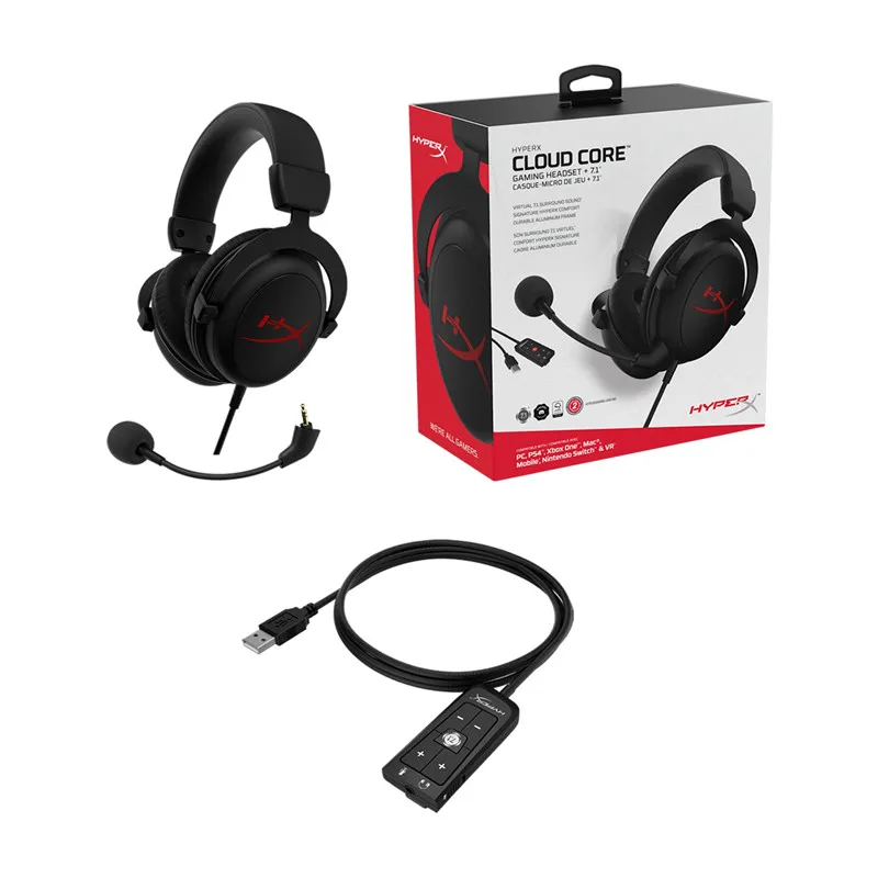 Kingston HyperX Wired Headset Cloud Core+ 7.1 Plus Hifi Surround Sound Gaming Headphones Noise Cancelling Microphone Controller |