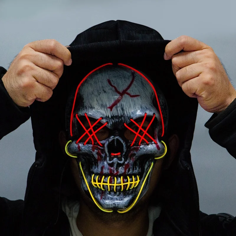 Хэллоуин Череп светодиодный холодсветильник светящаяся маска страшный ужас
