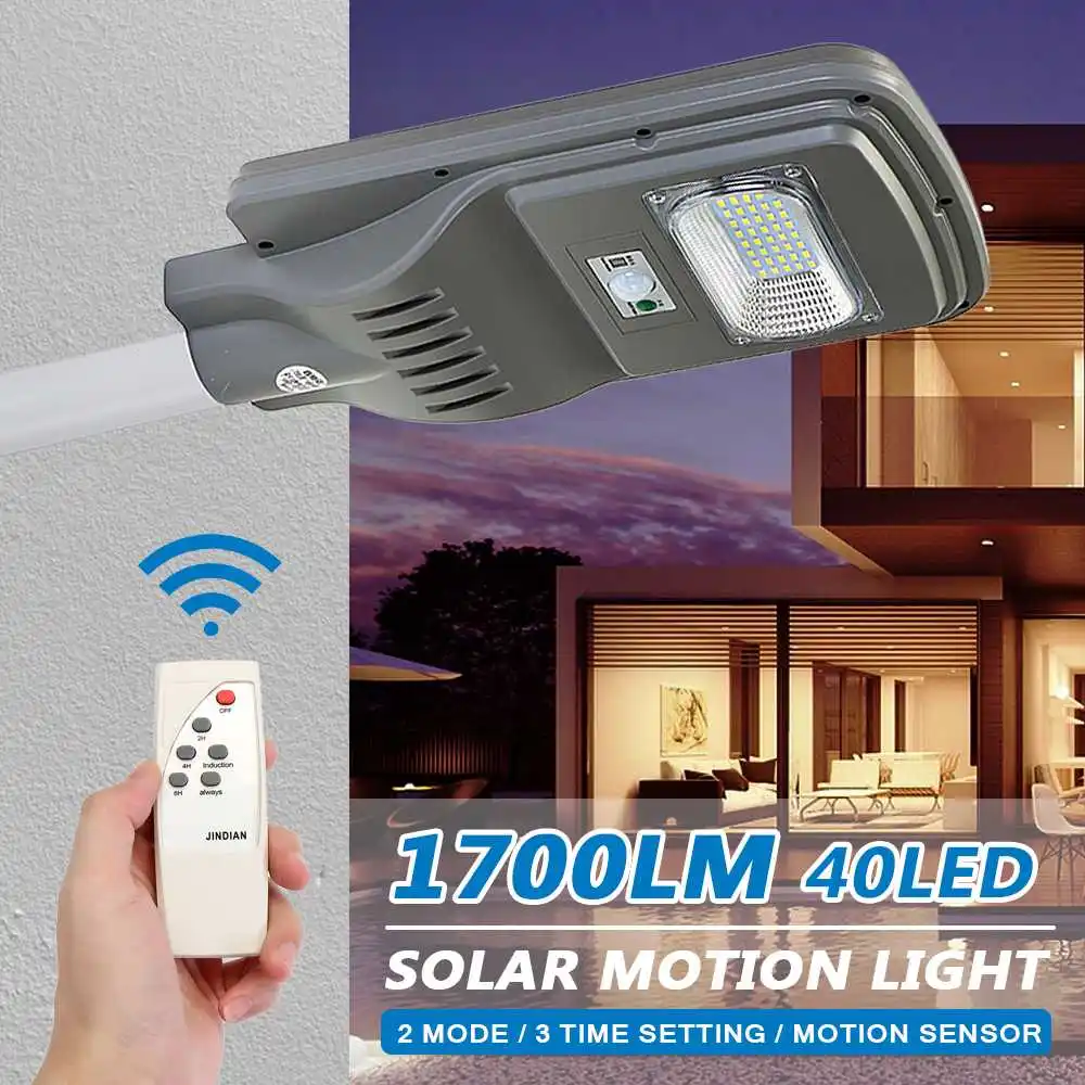 

2000LM 40W LED Solar Lamp with 50cm Pole Wall Street Light Radar PIR Motion Sensor Security Lamp for Outdoor Garden Yard Plaza