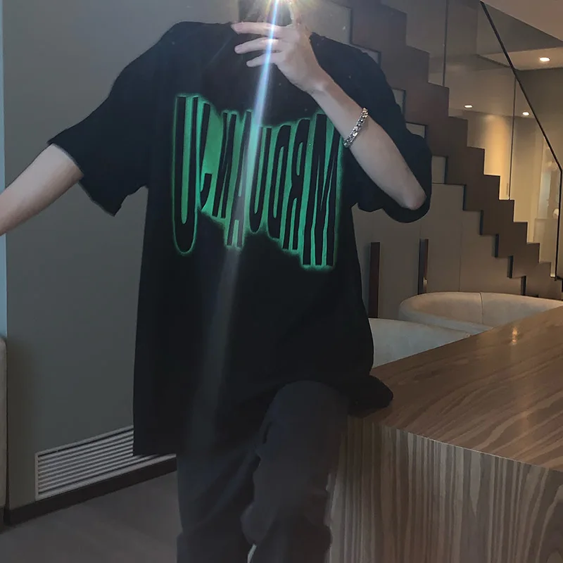 

IEFB 2021 Summer New Letter Printing Short Sleeve T-shirt Men's Loose Hip Hop Fashion Round Neck Casual Half Sleeve Tops 9D0241