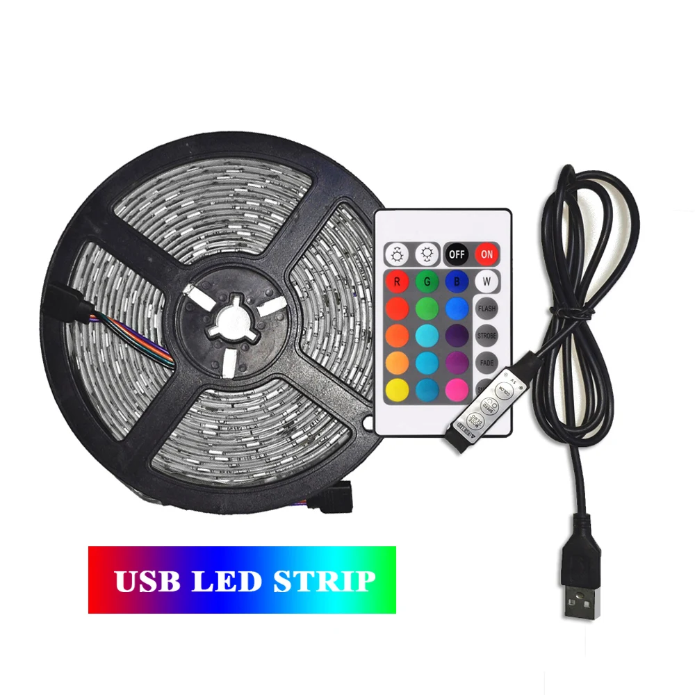 5M USB Светодиодные ленты 2835 RGB DC 5V ТВ фон Гибкий Светильник лампы дистанционного