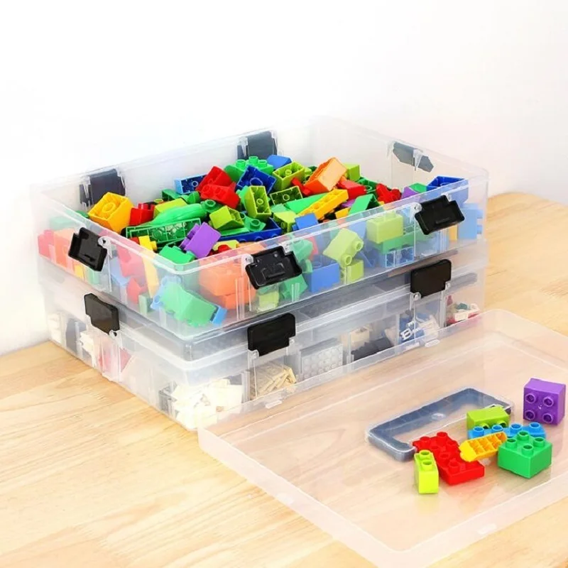 

Transparent Plastic Blocks Organizer Storage Box Toy Container Plastic Boxes Detachable High Capacity Storage Tools Box Storage