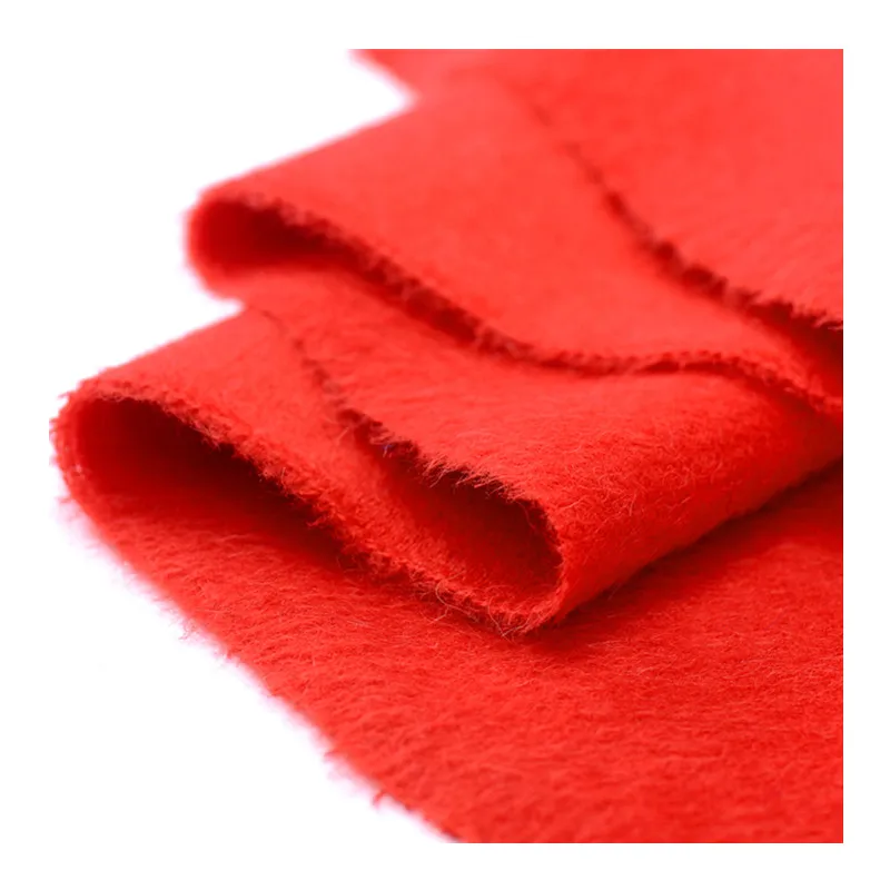 

Red high-end Suri alpaca fabric Suri high content alpaca cashmere fabric Long-haired autumn and winter clothing wool fabric