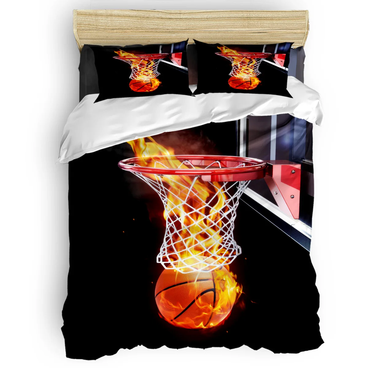 

Flame Basketball Ball Box Sports Art Duvet Cover Set Comfortable Bedding Set Bedroom Supplies Bedroom Comforter Set 2/3/4pcs