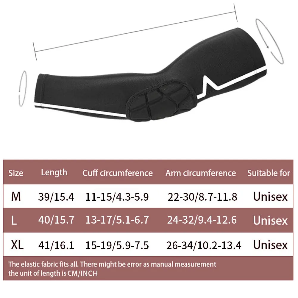 

Cycling Elbow Protector Riding Arm Sleeves Compression Elbow Brace Impact Support Protection for Arm Protection Black 1 Pair XL