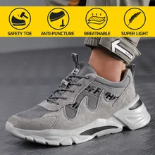 Men Work Safety Shoes Steel Toe Head Anti-puncture Anti-Stabbing Wearable Breathable Light Soft Sneakers Boots Construction