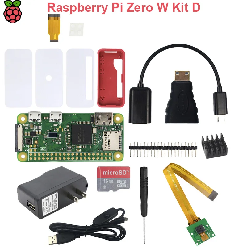 Raspberry Pi Zero W стартовый комплект + акриловый чехол блок питания 2A вкл/выкл USB карта