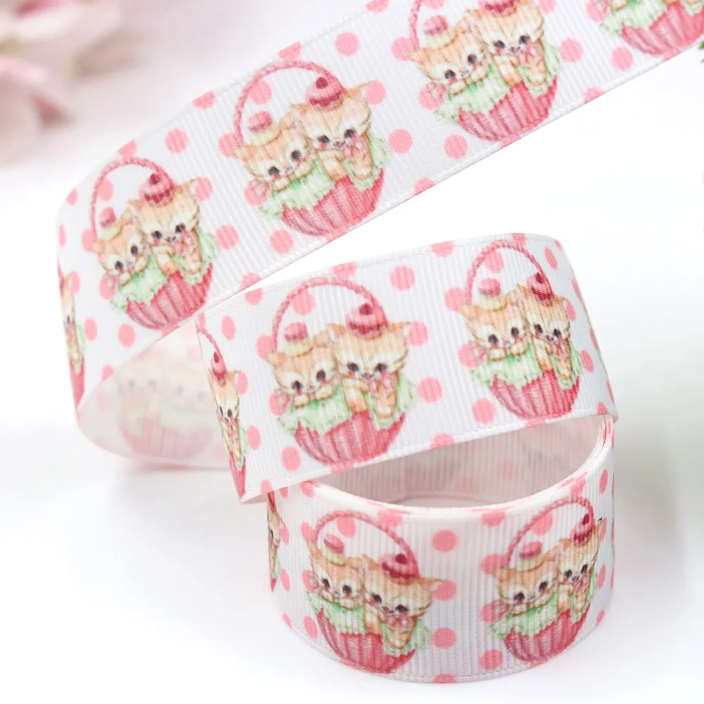 1 '✥ мм 10 ярдов Kawaii мультфильм печатных grosgrain ленты DIY ручной работы лук кепки