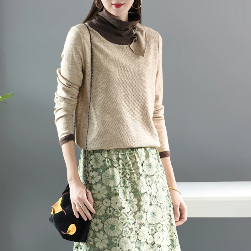 Осенне-зимний свитер модные женские тонкие пуловеры с отделкой новинка 2019