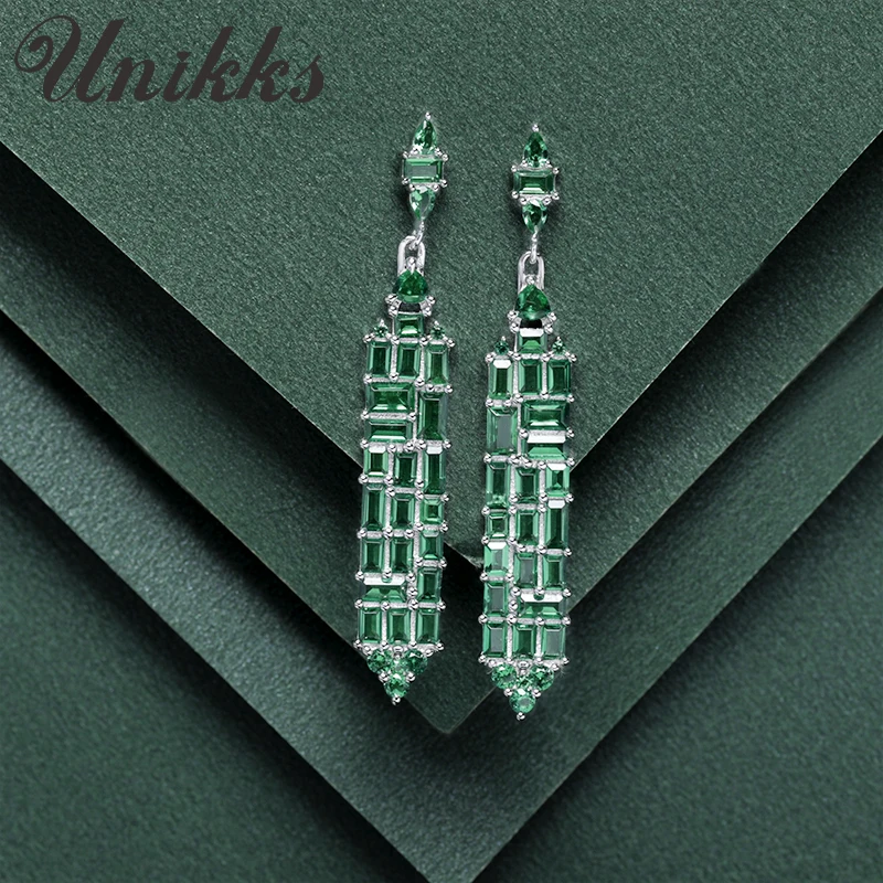 

High-quality 925 sterling silver emerald earrings female green spinel emerald earrings for girlfriend Valentine's day gift
