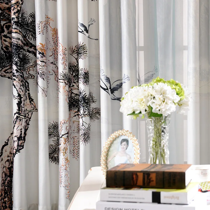 Китайский ветер ткань занавеска окно пряжа бархат пеньковая затенение цифровая