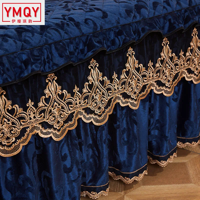YMQY постельные принадлежности кровать юбка комплект наволочки бархат толстые