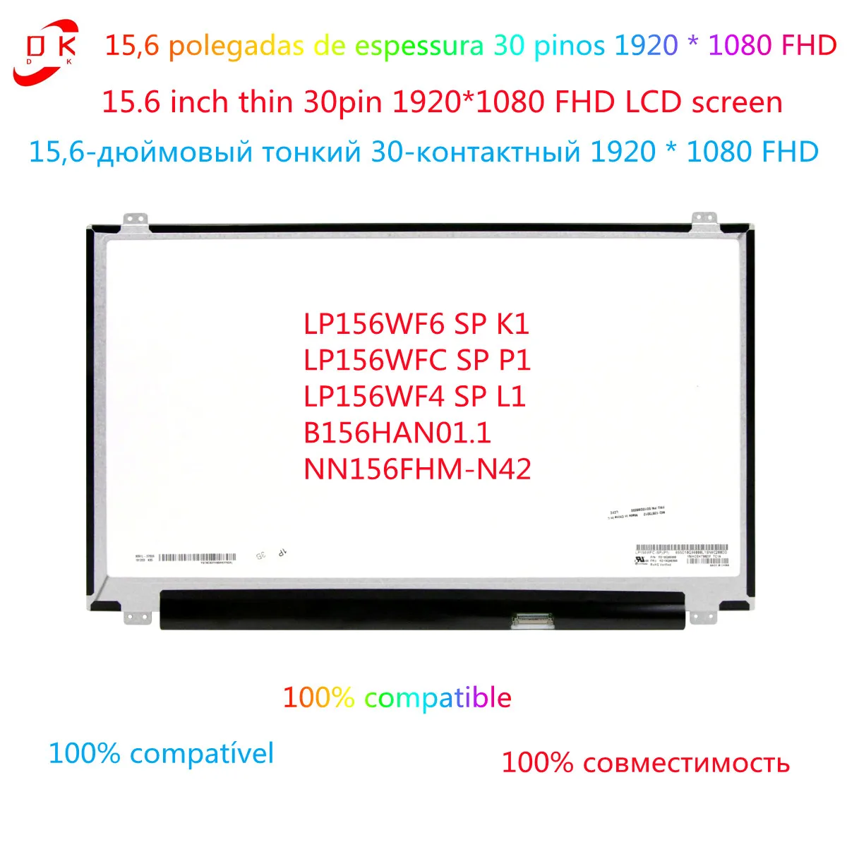 

Панель ЖК-экрана ноутбука, IPS матрица LP156WF6 LP156WF4 SPL1 SPC1 SPK1 SPB1 SPA1 B156HAN01.2 30-контактный EDP 15,6 1920 1080