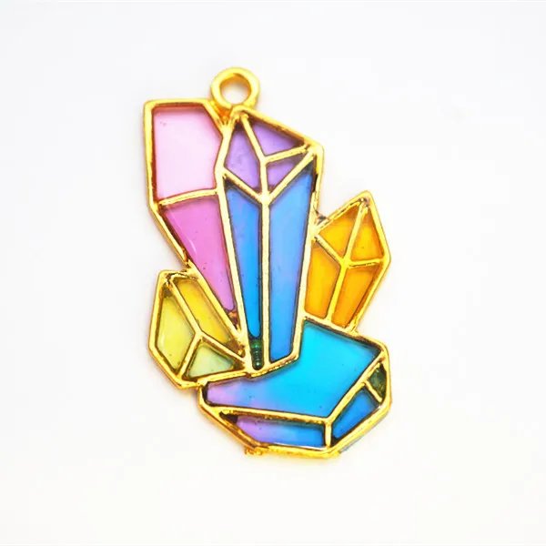 Diy клей УФ смола кристалл минеральный кластер металлическая полая Рама цвет