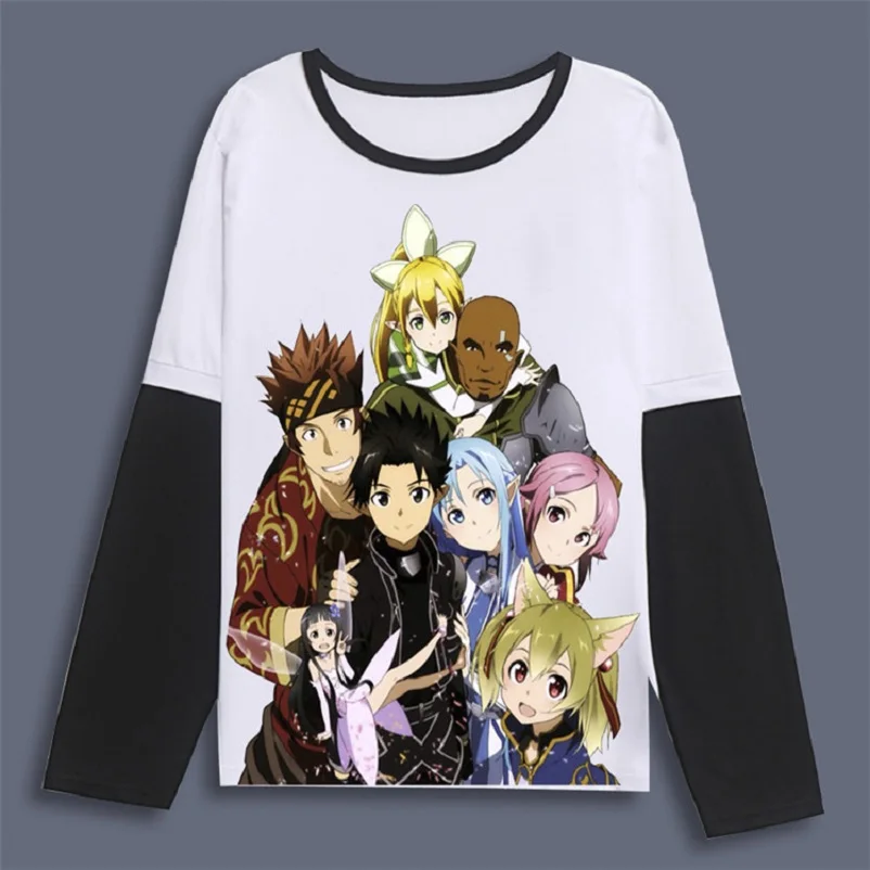 

Unisex Anime Sword Art Online SAO T-Shirt Kirigaya Kazuto Yuuki Asuna Kirito Cotton Casual T-Shirt Tee Long Sleeve Full T Shirt