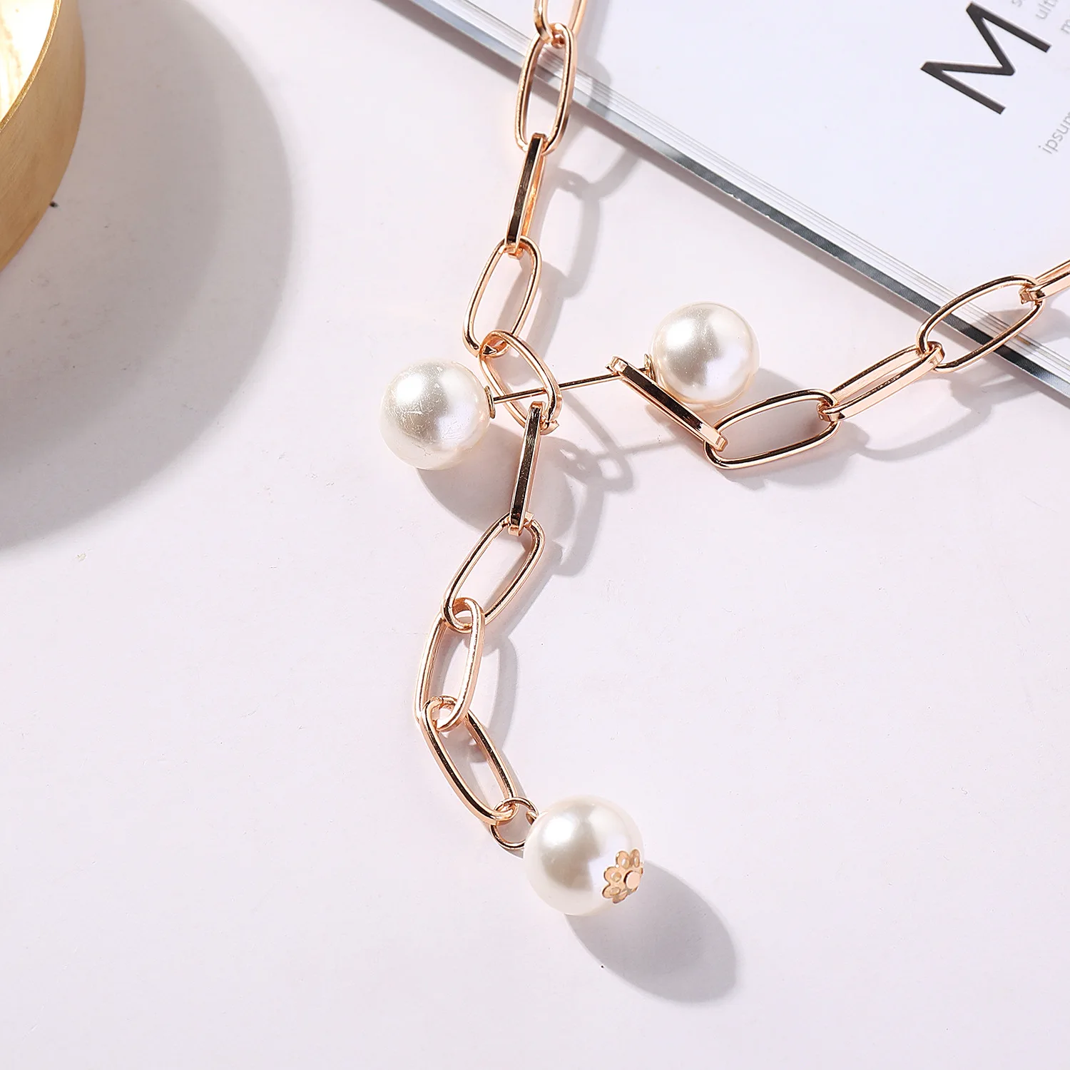 Жемчужный замок ожерелья в форме толстой цепочки жемчужное кольцо застежка