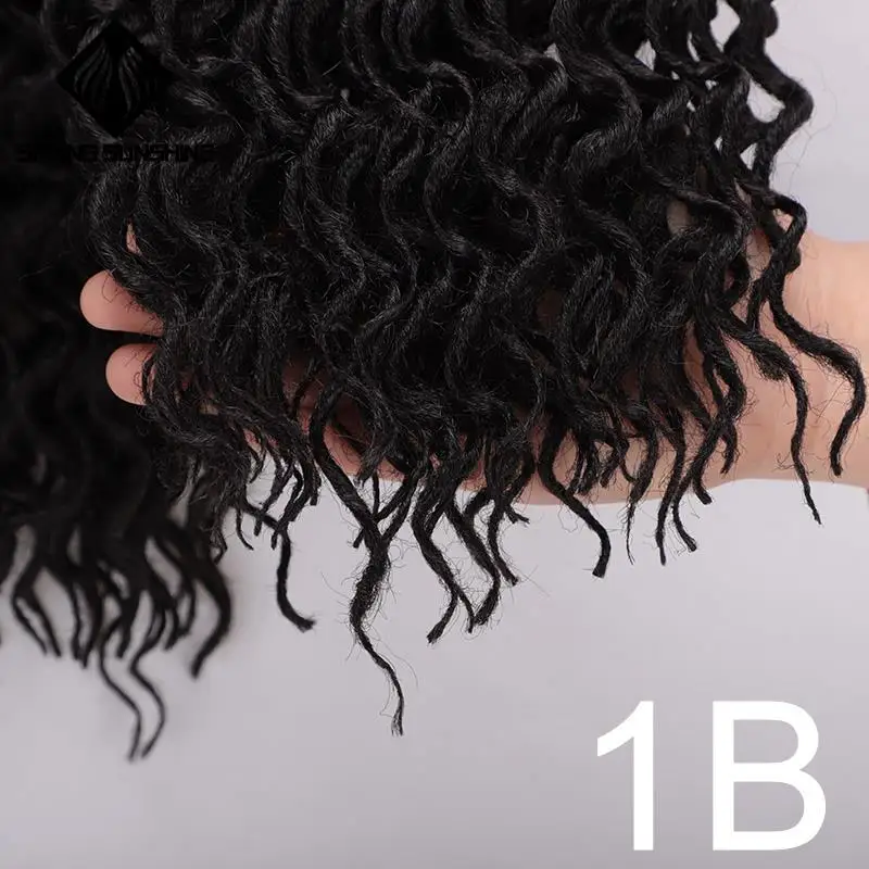 # 1B Весна солнце 18 дюймов богиня Faux locs Curly крючком косички волосы Омбре кудрявые дреды синтетические волосы для наращивания для женщин - Цвет: # 1B