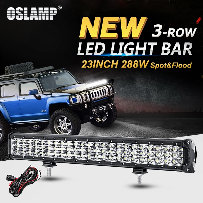 288 Вт 3 РЯД Гавайская гитара 23 дюймов светодиодный светильник Бар Offroad Combo Луч