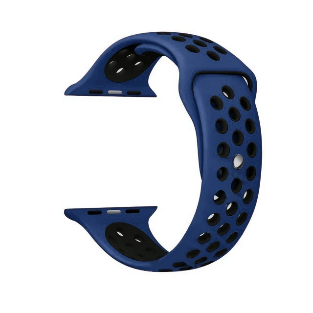Dark blue black Силиконовый ремешок для apple watch ремень 44 мм 42 мм apple watch, ремешок 38 мм, версия 40 мм адаптер наручных часов iwatch, 4/3/2/1 серии спортивный браслет - Цвет ремешка: Dark blue black