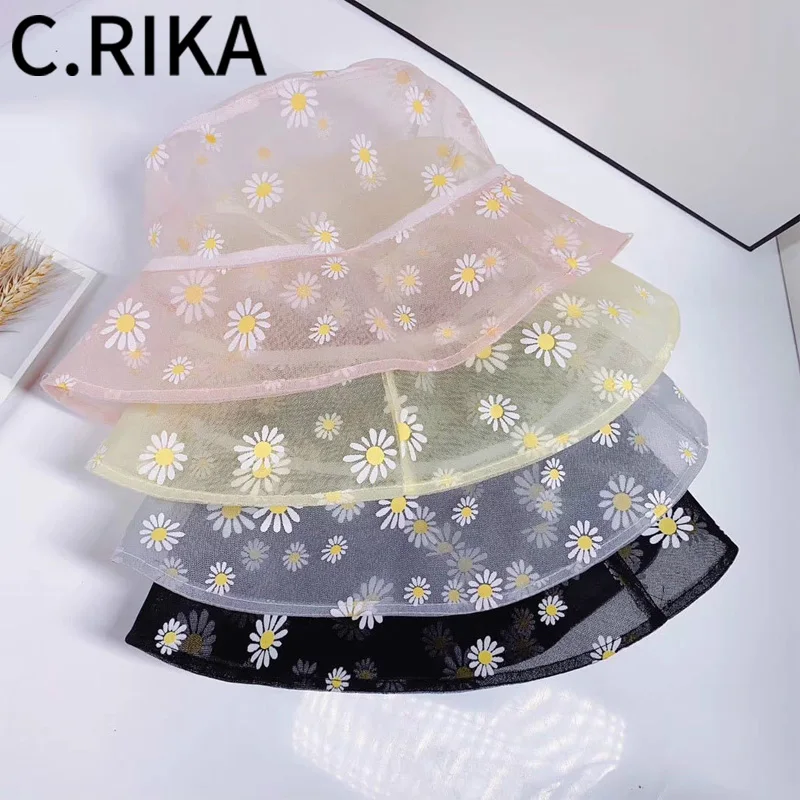 Панама женская прозрачная из органзы кружевная дышащая дорожная с маленькими