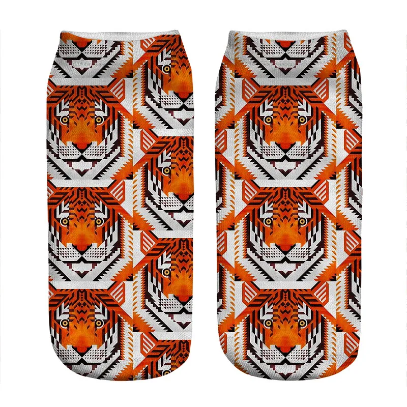 

Women's socks kawaii Triangle Tiger pattern Printed Socks Woman harajuku Happy Funny Novelty cute girl gift Socks for women