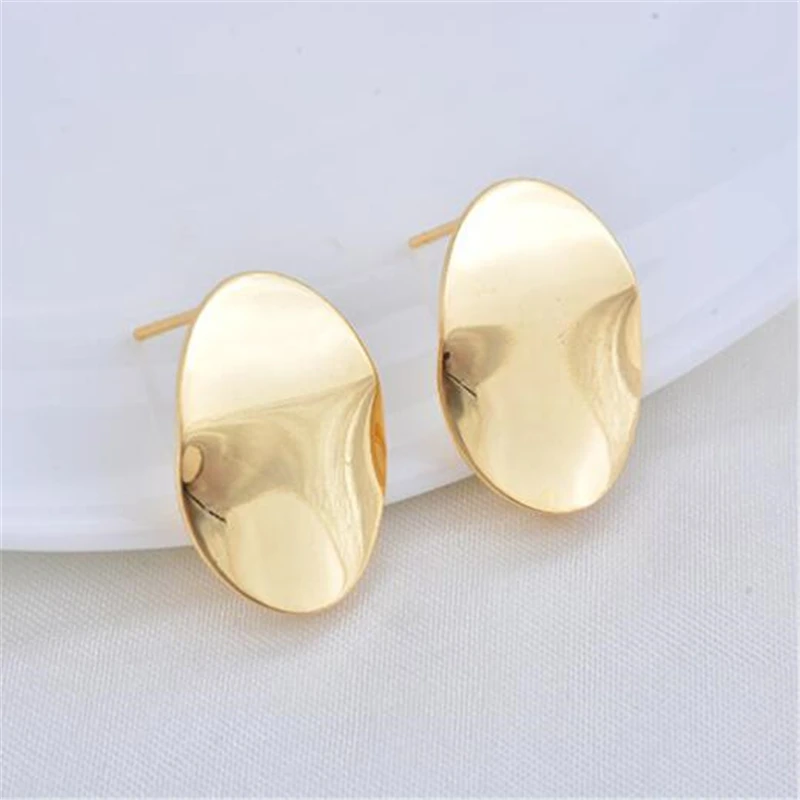 

6pcs/lot gold color plated brass glossy oval charms earrings settings connectors for diy jewelry making findings accessories