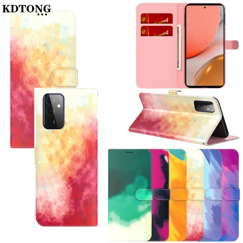 

Wallet Phone Case for Samsung Galaxy A12 A42 A72 A52 A32 5G 4G A02S M62 A02 Funda Watercolor Flip Leather Full Protect Cover