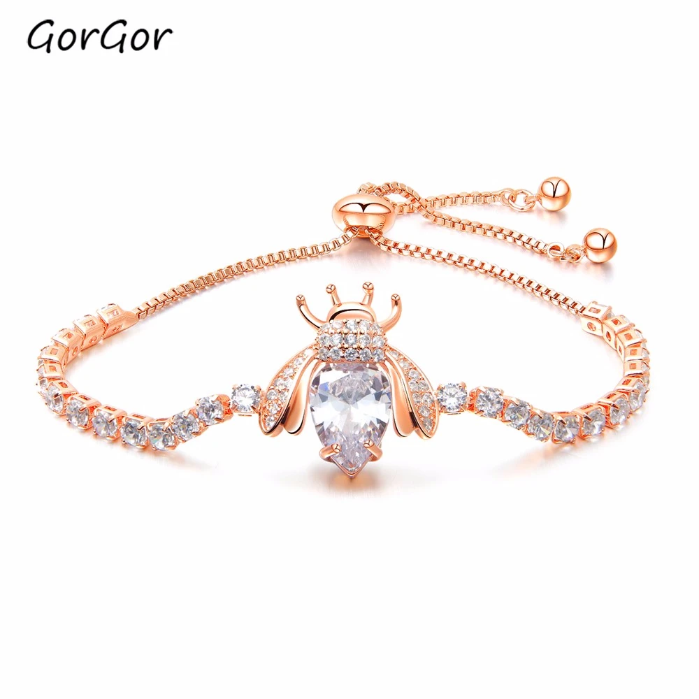 

GorGor Fashionable Temperament Full Rhinestone Pull Adjustable Insect Copper Gold-plated Micro-inlaid Zircon Women Bracelet 531