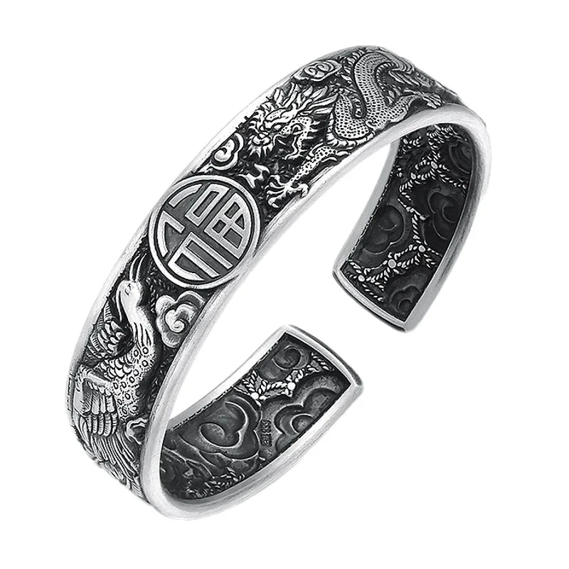 

Мужской и женский браслет из серебра 2021 пробы с матовым драконом и Фениксом